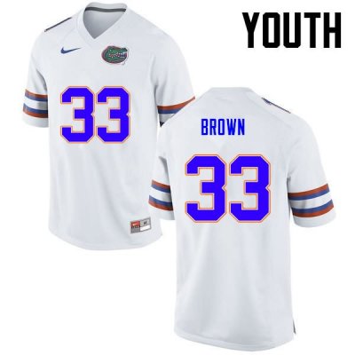 Youth Florida Gators #33 Mack Brown NCAA Nike White Authentic Stitched College Football Jersey GVL6762RB